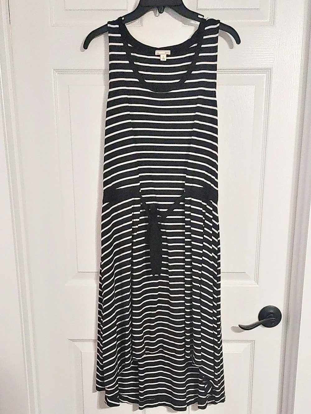 Gap Striped Hi-Low Midi Dress in Black & White Size Small